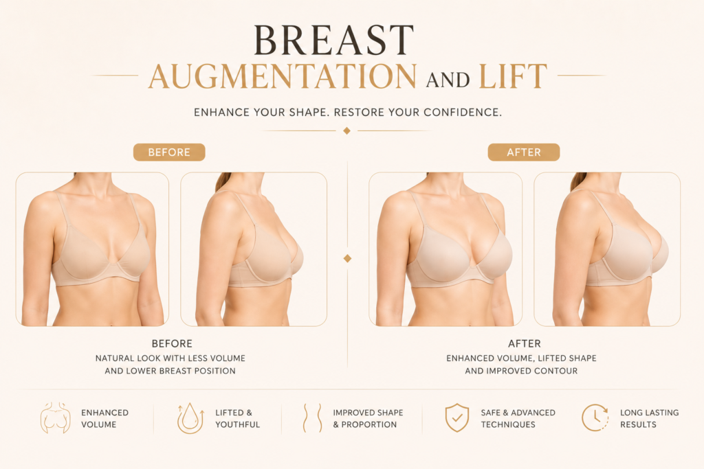 Breast augmentation and lift before and after